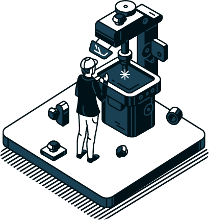 An illustration of a robotic arm in a factory